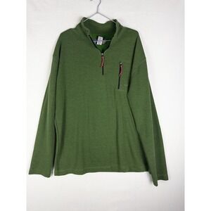 Orvis Trout Bum Pullover Mens L Green Q Zip Outdoor Wool Blend Solid